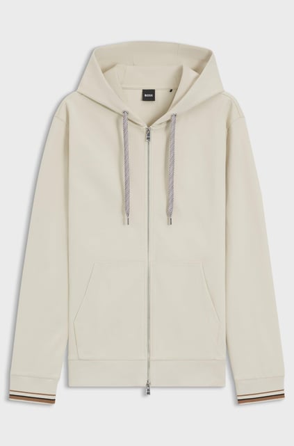 BOSS  BOSS Erkek Regular Fit Kapüşonlu Pamuklu Uzun Kollu Bej Sweatshirt 50543427-131