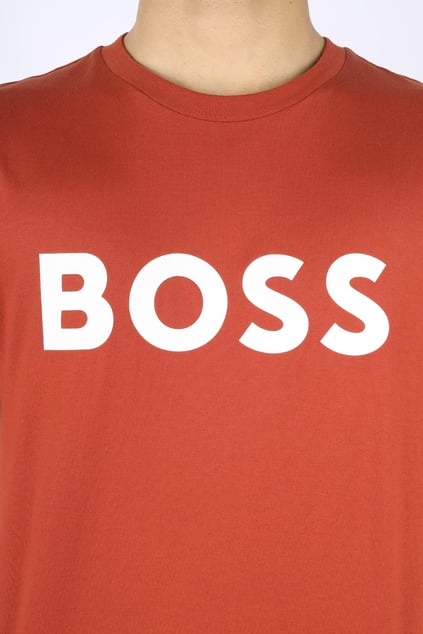 BOSS BOSS Erkek regular fit Kısa Kollu Düz Bisiklet Yaka Turuncu1 T-Shirt 50495742-806