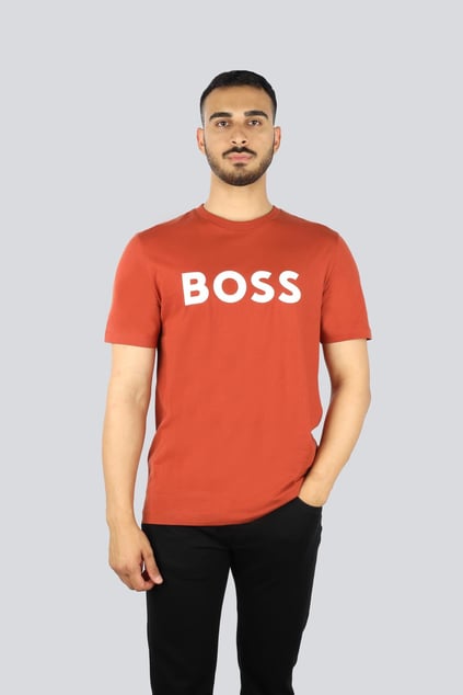 BOSS BOSS Erkek regular fit Kısa Kollu Düz Bisiklet Yaka Turuncu1 T-Shirt 50495742-806