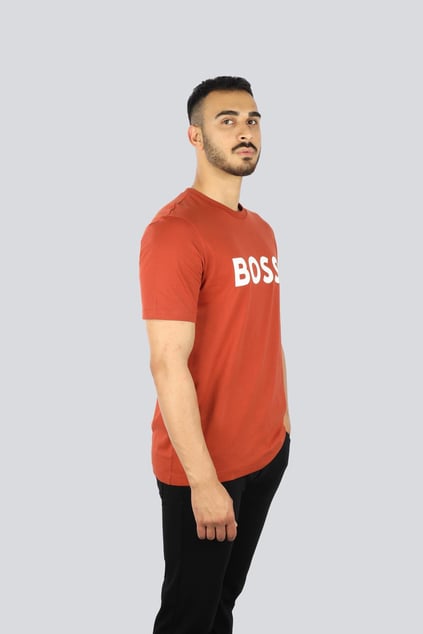 BOSS BOSS Erkek regular fit Kısa Kollu Düz Bisiklet Yaka Turuncu1 T-Shirt 50495742-806