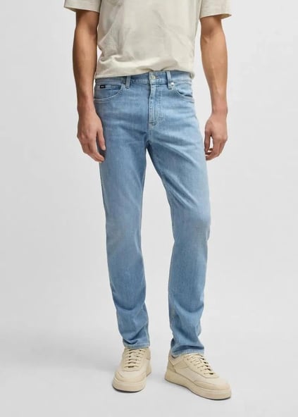 BOSS BOSS Erkek Regular Fit Normal Bel Düz Paça Denim Mavi Jeans 50540483-439