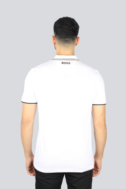 BOSS BOSS Erkek Regular Fit Polo Yaka Pamuklu Kısa Kollu Beyaz Polo Yaka T-Shirt 50469102-103