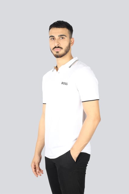 BOSS BOSS Erkek Regular Fit Polo Yaka Pamuklu Kısa Kollu Beyaz Polo Yaka T-Shirt 50469102-103