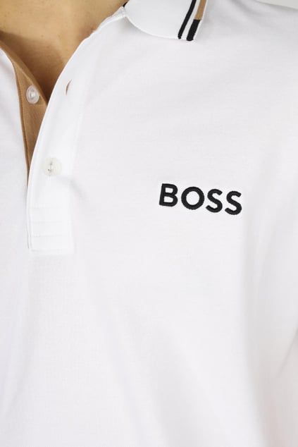 BOSS BOSS Erkek Regular Fit Polo Yaka Pamuklu Kısa Kollu Beyaz Polo Yaka T-Shirt 50469102-103