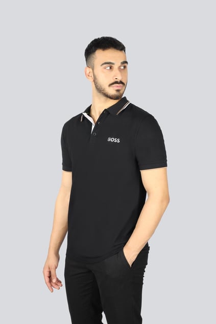 BOSS BOSS Erkek Regular Fit Polo Yaka Pamuklu Kısa Kollu Siyah Polo Yaka T-Shirt 50469102-009