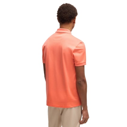 BOSS BOSS Erkek Regular Fit Yarım Fermuarlı %100 Pamuklu Kısa Kollu Turuncu Polo Yaka T-Shirt 50538177-649
