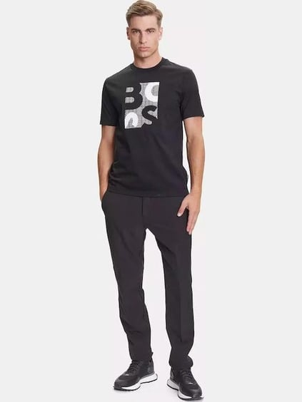BOSS  BOSS Erkek Regular Fit Yuvarlak Yakalı Logo Baskılı Pamuklu Kısa Kollu Siyah T-Shirt 50543901-001