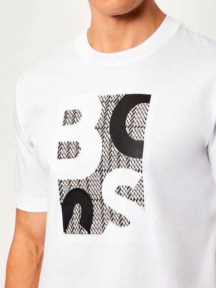 BOSS  BOSS Erkek Regular Fit Yuvarlak Yakalı Logo Baskılı Pamuklu Kısa Kollu Beyaz T-Shirt 50543901-100