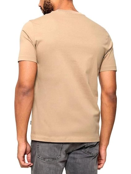 BOSS  BOSS Erkek Regular Fit Yuvarlak Yakalı Logo Baskılı Pamuklu Kısa Kollu Bej T-Shirt 50543901-260