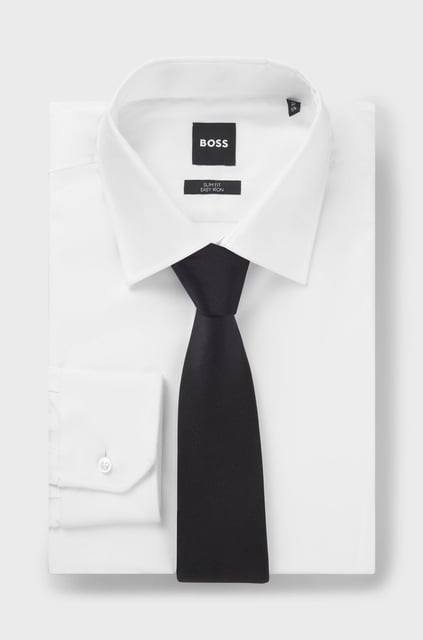 BOSS BOSS Erkek Saf İpek İçerikli Jakarlı Dokuma Kumaş Siyah Kravat 50480283-001