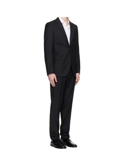 BOSS BOSS Erkek Saf Yünlü Astarlı Çentik Yakalı Slim Fit Siyah Takım Elbise 50546097-001