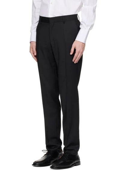 BOSS BOSS Erkek Saf Yünlü Astarlı Çentik Yakalı Slim Fit Siyah Takım Elbise 50546097-001