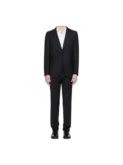 BOSS BOSS Erkek Saf Yünlü Astarlı Çentik Yakalı Slim Fit Siyah Takım Elbise 50546097-001