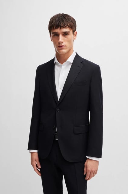 BOSS BOSS Erkek Slim Fit Düğme Kapamalı Kruvaze Yaka Şık Siyah Takım Elbise 50521666-001