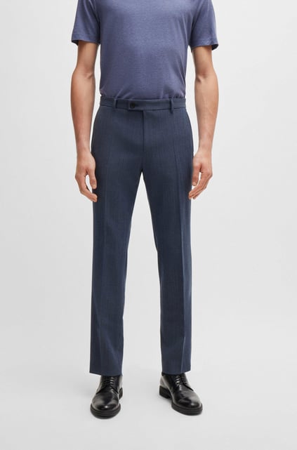 BOSS BOSS Erkek Slim Fit Düğme Kapamalı Kruvaze Yaka Şık Lacivert Takım Elbise 50521666-404