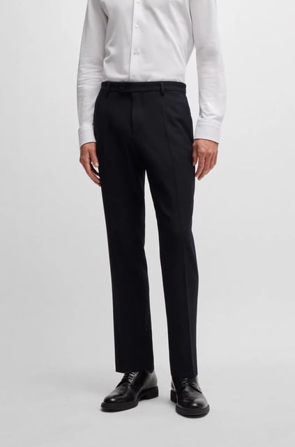 BOSS BOSS Erkek Slim Fit Düğme Kapamalı Kruvaze Yaka Şık Siyah Takım Elbise 50521666-001