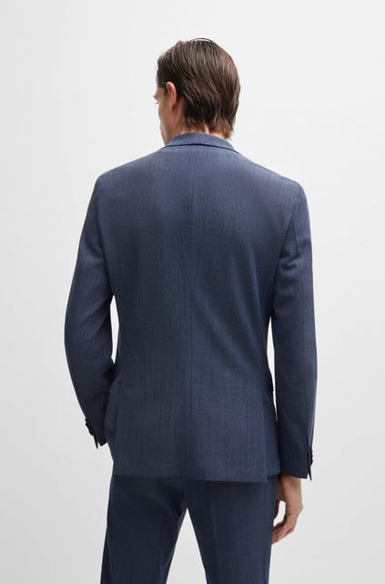 BOSS BOSS Erkek Slim Fit Düğme Kapamalı Kruvaze Yaka Şık Lacivert Takım Elbise 50521666-404