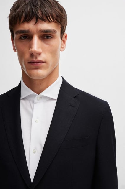 BOSS BOSS Erkek Slim Fit Düğme Kapamalı Kruvaze Yaka Şık Siyah Takım Elbise 50521666-001