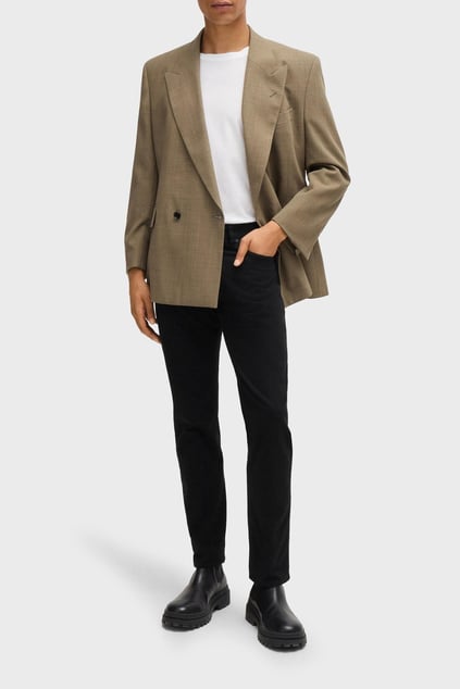 BOSS BOSS Erkek Slim Fit Esnek Pamuklu Normal Bel Düz Paça Siyah Pantolon 50524421-001