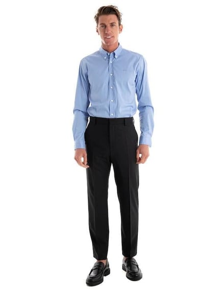BOSS BOSS Erkek Slim Fit Uzun Kollu Logo Desenli Açık Mavi Gömlek 50520291-450
