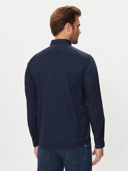 BOSS BOSS Erkek Slim Fit Uzun Kollu Logo Desenli Lacivert Gömlek 50520291-404