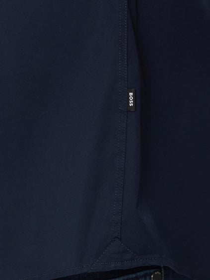 BOSS BOSS Erkek Slim Fit Uzun Kollu Logo Desenli Lacivert Gömlek 50520291-404