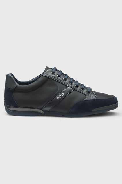 BOSS BOSS Erkek Süet Detaylı Koku Önleyici Astarlı Rahat Taban Lacivert Sneaker 50498265-401