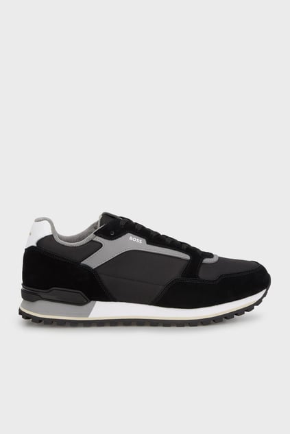 BOSS BOSS Erkek Süet Kumaş Rahat Taban Marka Logolu Bağcıklı Siyah Sneaker 50523221-010