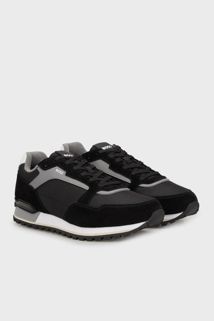 BOSS BOSS Erkek Süet Kumaş Rahat Taban Marka Logolu Bağcıklı Siyah Sneaker 50523221-010