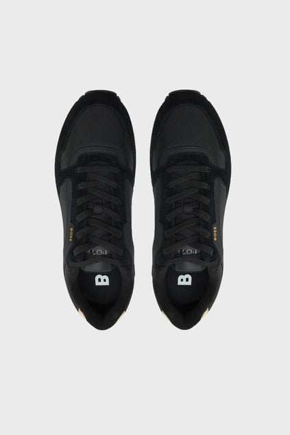 BOSS BOSS Erkek Süet Kumaş Rahat Taban Marka Logolu Bağcıklı Siyah-Altın Sneaker 50523221-007
