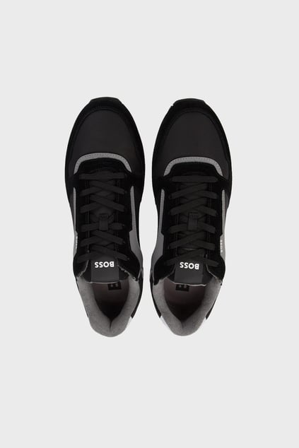 BOSS BOSS Erkek Süet Kumaş Rahat Taban Marka Logolu Bağcıklı Siyah Sneaker 50523221-010