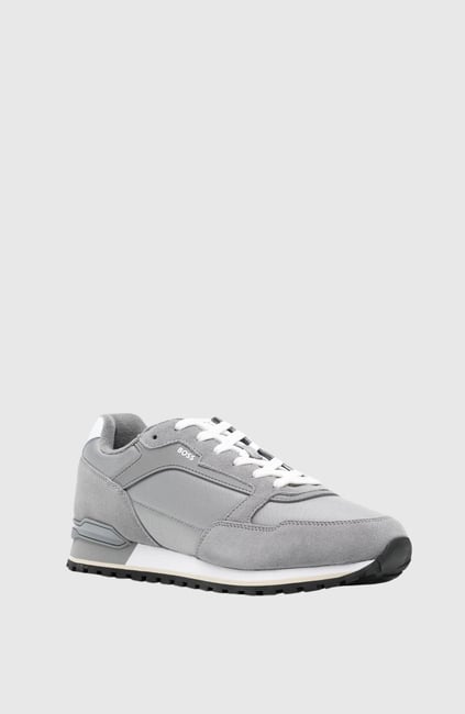 BOSS BOSS Erkek Süet Kumaş Rahat Taban Marka Logolu Bağcıklı Gri Sneaker 50523221-033