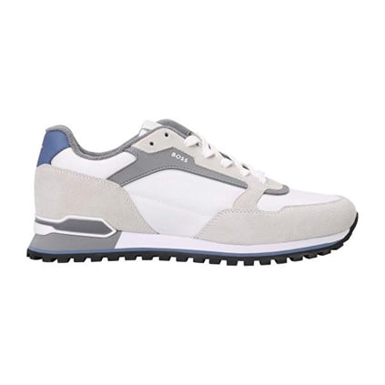 BOSS BOSS Erkek Süet Kumaş Rahat Taban Marka Logolu Bağcıklı Beyaz-Gri Sneaker 50523221-144