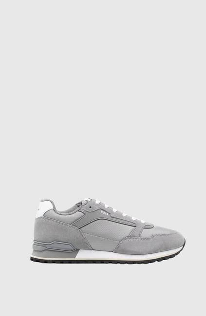BOSS BOSS Erkek Süet Kumaş Rahat Taban Marka Logolu Bağcıklı Gri Sneaker 50523221-033