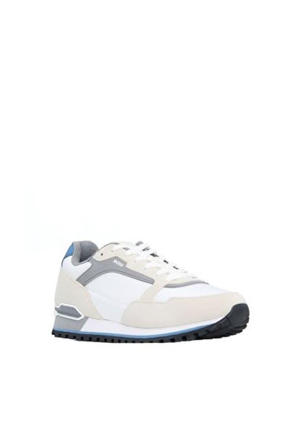 BOSS BOSS Erkek Süet Kumaş Rahat Taban Marka Logolu Bağcıklı Beyaz-Gri Sneaker 50523221-144