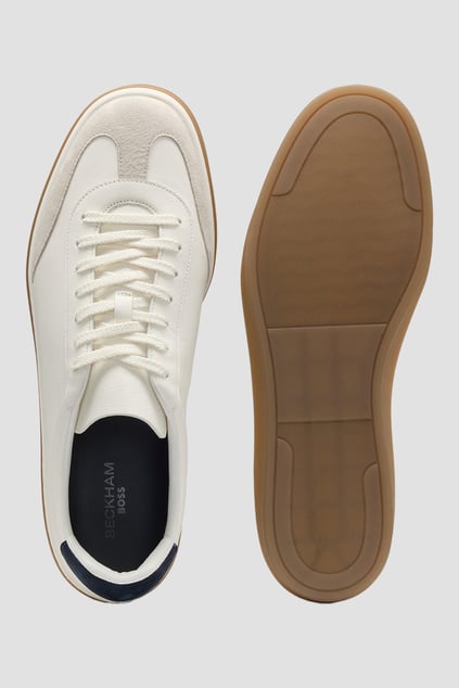 BOSS BOSS Erkek Yumuşak Süet Karışımlı Rahat Taban Deri Beyaz Sneaker 50549408-120