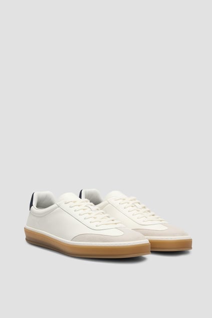 BOSS BOSS Erkek Yumuşak Süet Karışımlı Rahat Taban Deri Beyaz Sneaker 50549408-120