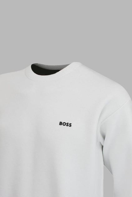 BOSS BOSS Erkek Yuvarlak Yaka Uzun Kollu Boss Yazılı Beyaz Kazak 50523168-100