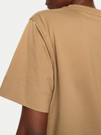 BOSS BOSS Kadın %100 Pamuklu Logo Detaylı Bisiklet Yaka Kısa Kollu Bej T-Shirt 50526205-261