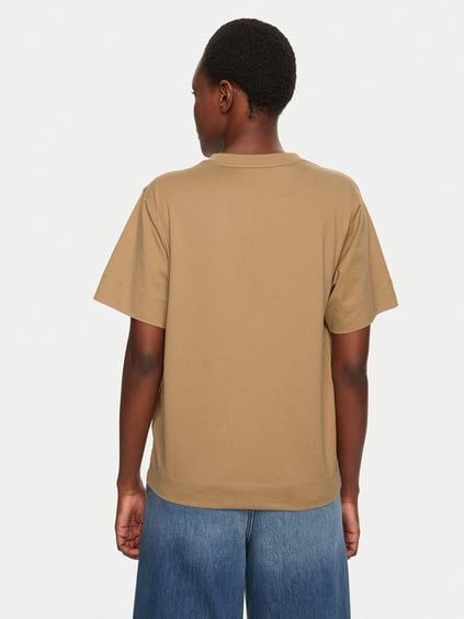 BOSS BOSS Kadın %100 Pamuklu Logo Detaylı Bisiklet Yaka Kısa Kollu Bej T-Shirt 50526205-261