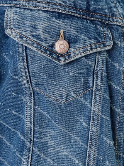BOSS  BOSS Kadın Dar Kalıp Cep Detaylı Desenli Uzun Kollu Pamuklu Denim Mavi Ceket 50542426-426