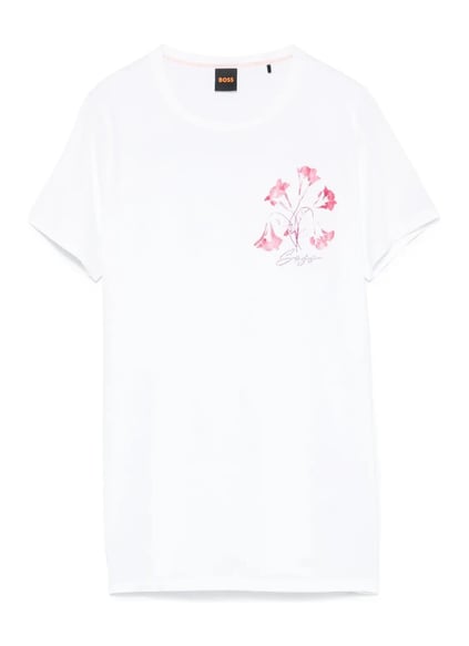 BOSS BOSS Kadın Dokuma Kumaş Dar Kalıp Yuvarlak Yakalı Kısa Kollu Beyaz2 T-Shirt 50535322-102