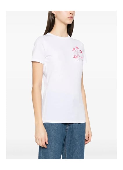 BOSS BOSS Kadın Dokuma Kumaş Dar Kalıp Yuvarlak Yakalı Kısa Kollu Beyaz2 T-Shirt 50535322-102