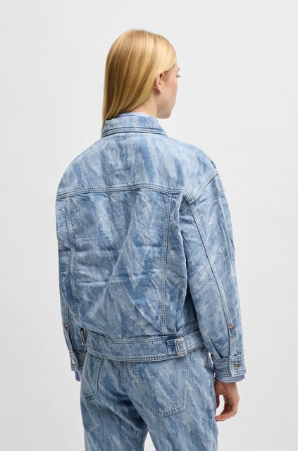 BOSS BOSS Kadın Eskitme Desenli Cep Detaylı Fermuar Kapamalı Denim Bomber Mavi Ceket 50529985-416