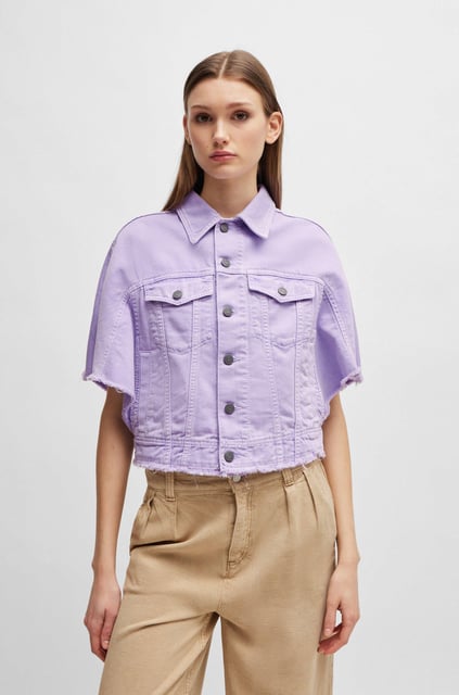 BOSS BOSS Kadın Gömlek Yakalı Crop Model Düğme Detaylı Mor Ceket 50511402-548