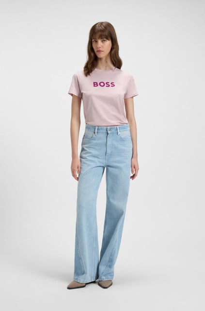 BOSS BOSS Kadın Marka Logolu Kısa Kol Yuvarlak Yaka Pembe T-Shirt 50501139-562