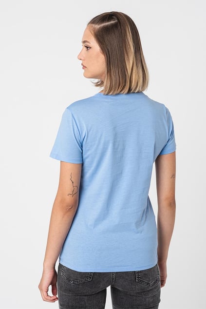 BOSS BOSS Kadın Marka Logolu Kısa Kol Yuvarlak Yaka Mavi T-Shirt 50501139-436