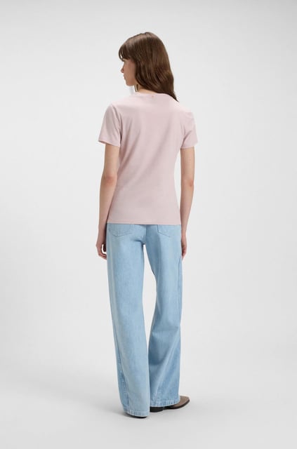 BOSS BOSS Kadın Marka Logolu Kısa Kol Yuvarlak Yaka Pembe T-Shirt 50501139-562