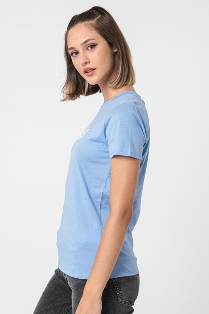 BOSS BOSS Kadın Marka Logolu Kısa Kol Yuvarlak Yaka Mavi T-Shirt 50501139-436