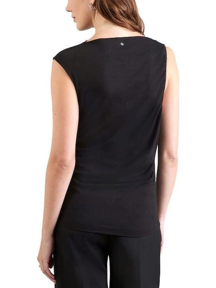 BOSS  BOSS Kadın Pamuklu Belden Pileli Kolsuz Siyah Bluz 50545517-001
